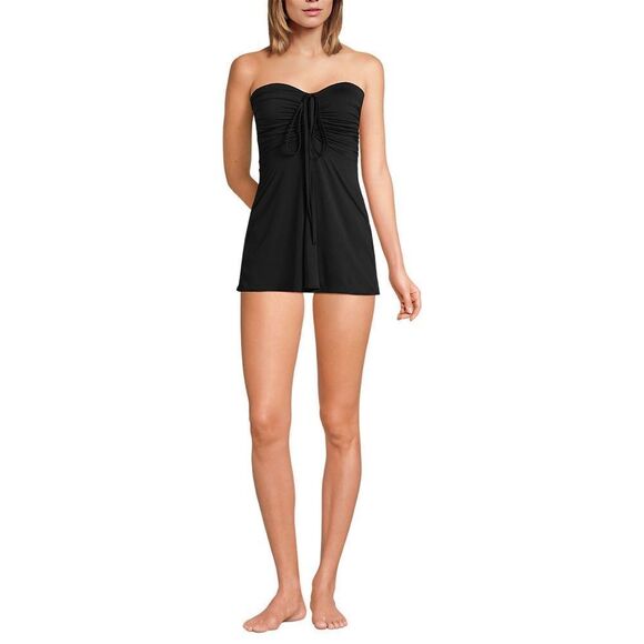 Land's End Mini Swim dress 1 piece ruched Bandeau halter black swimsuit Various - Picture 3 of 12